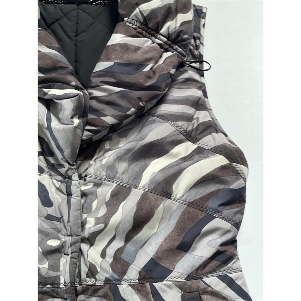 Elie Tahari Camo Puffer Quilted Vest Mock Collar Pockets Sz M Spring Evening - Picture 7 of 16